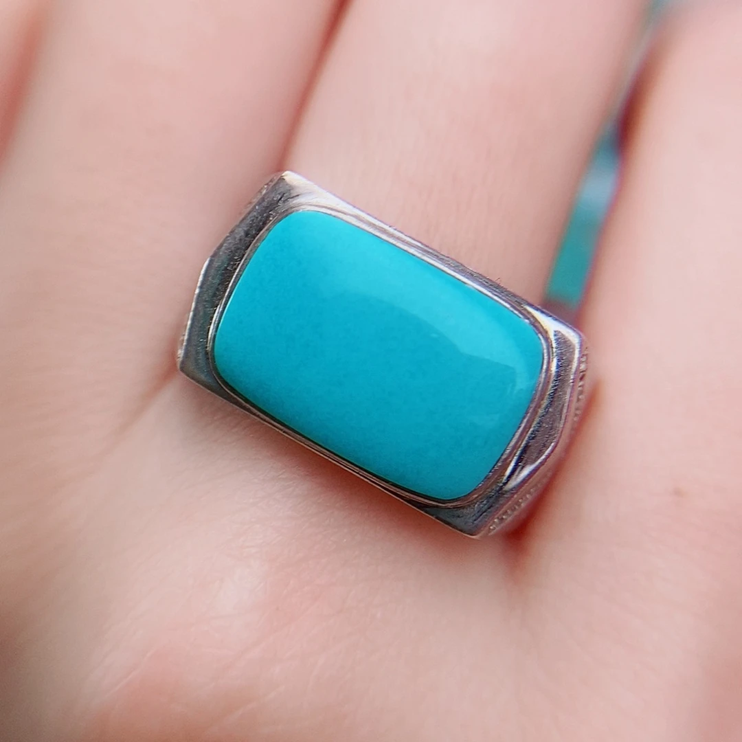 绿松石银S925镶嵌戒指