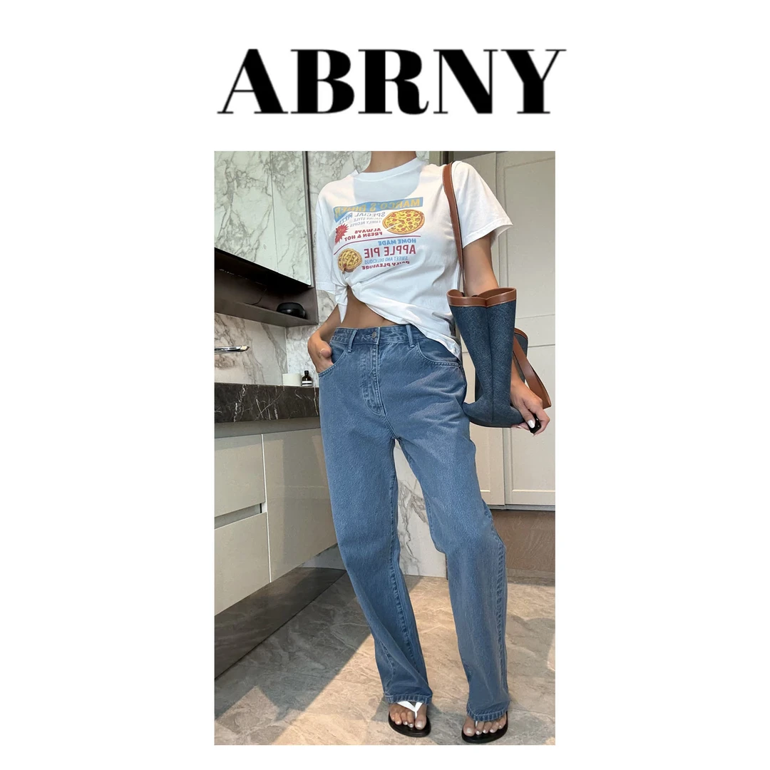 许小黑【66号公路】夏季新款土耳其无弹中高腰水洗阔腿牛仔裤G040