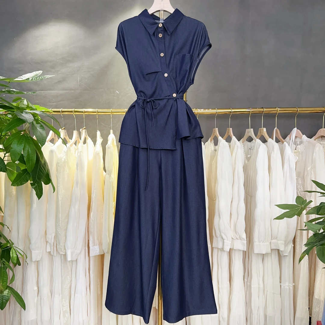 X3019 高端气质阔腿裤套装女新款老钱风高级感超好看两件套