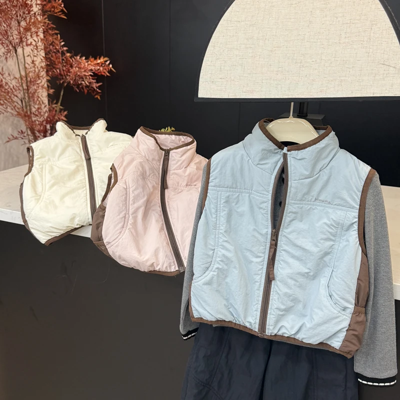 leomama女童三色马甲棉服2025秋冬新款洋气儿童百搭外穿时尚背心