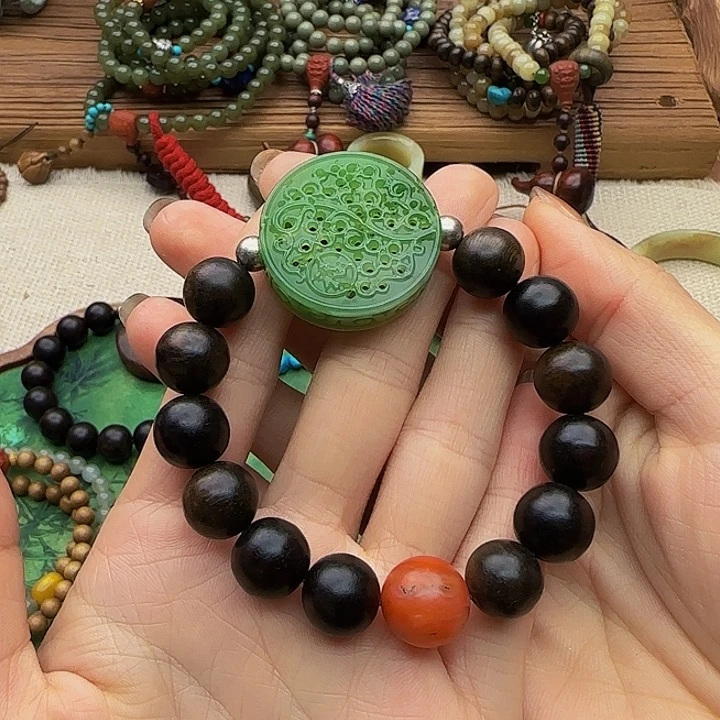 手链未镶嵌和田玉（碧玉）开*