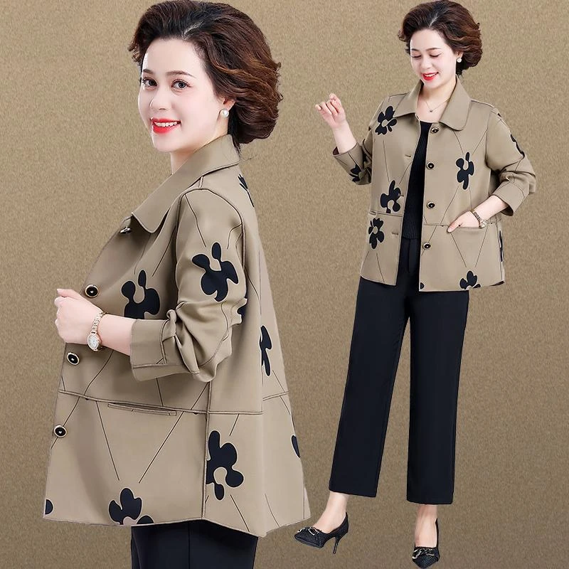 中年妈妈外套春秋高贵洋气中老年女士秋装夹克上衣2024新款阔太太