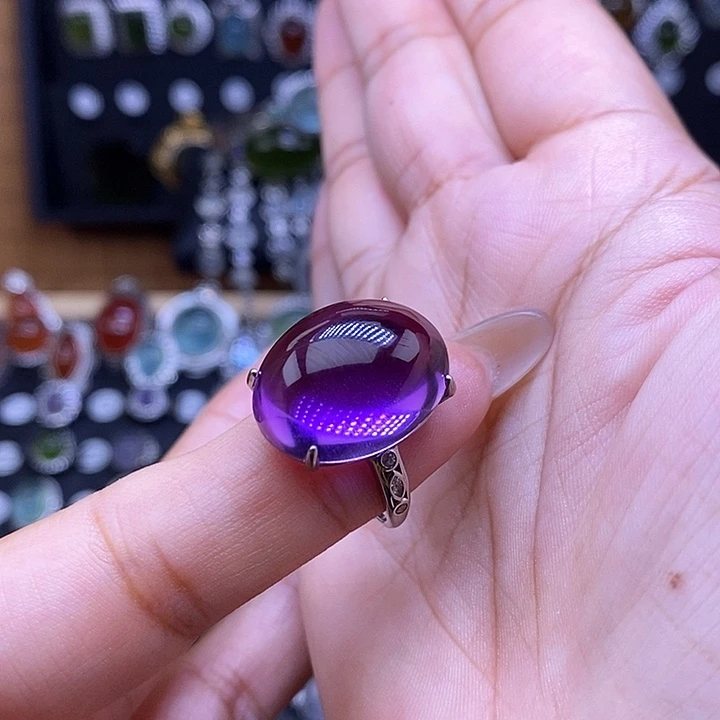 初***黛紫晶戒指银S925镶嵌