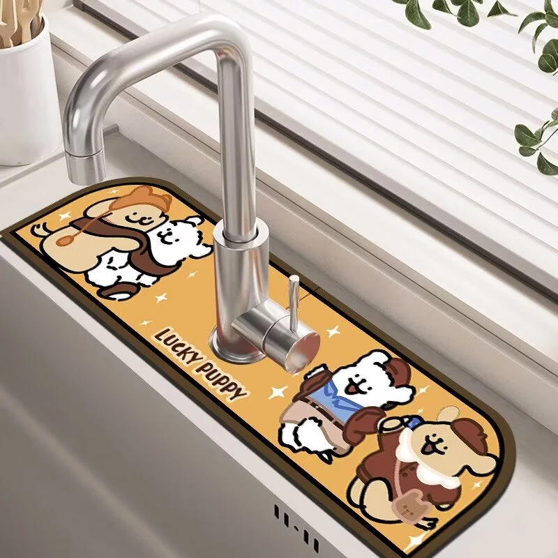 硅藻泥水龙头吸水垫厨房洗手台防溅水速干家用浴室台面沥水垫