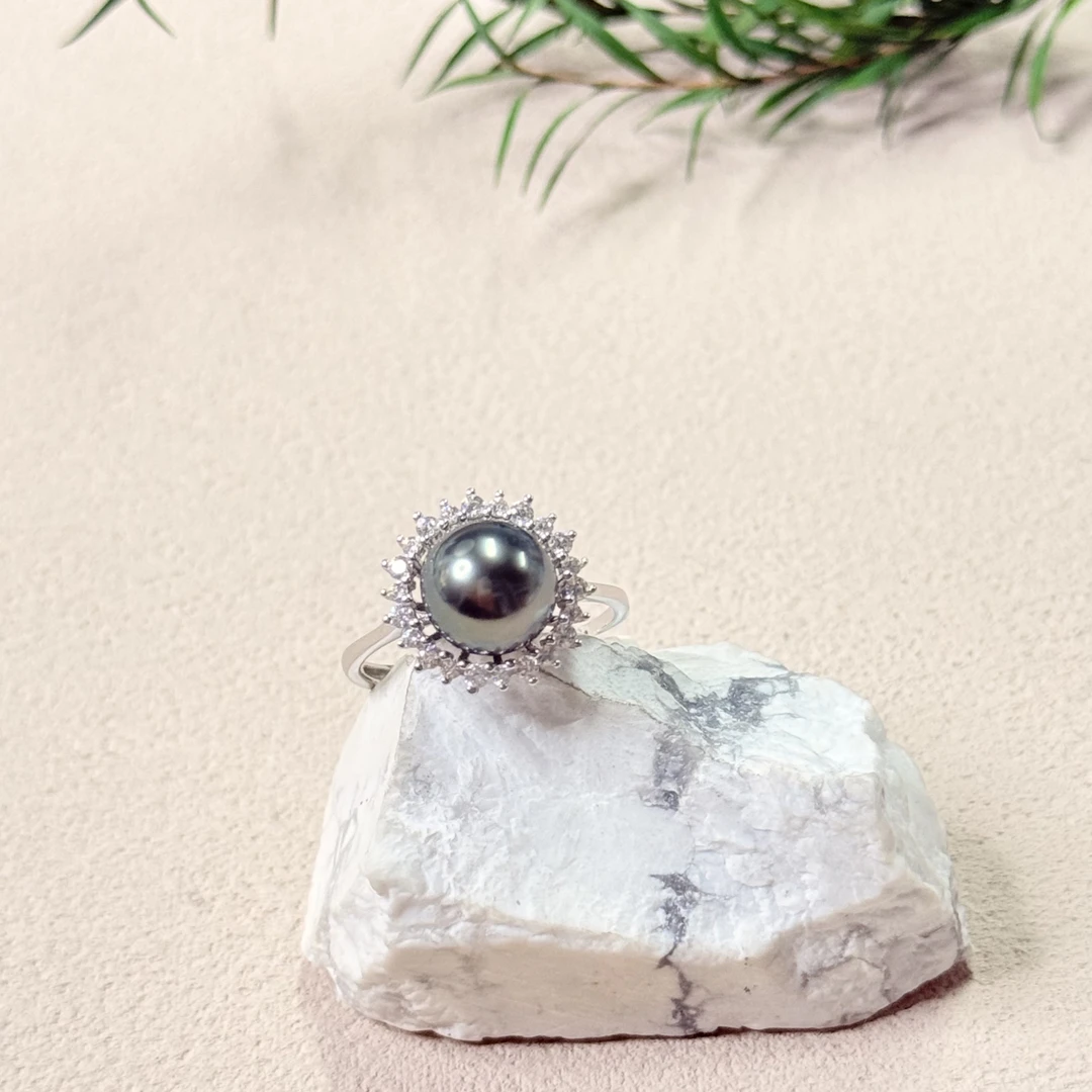 【六六中古】孤品天然海水珍珠s925开口戒指ty1546珠子8.89