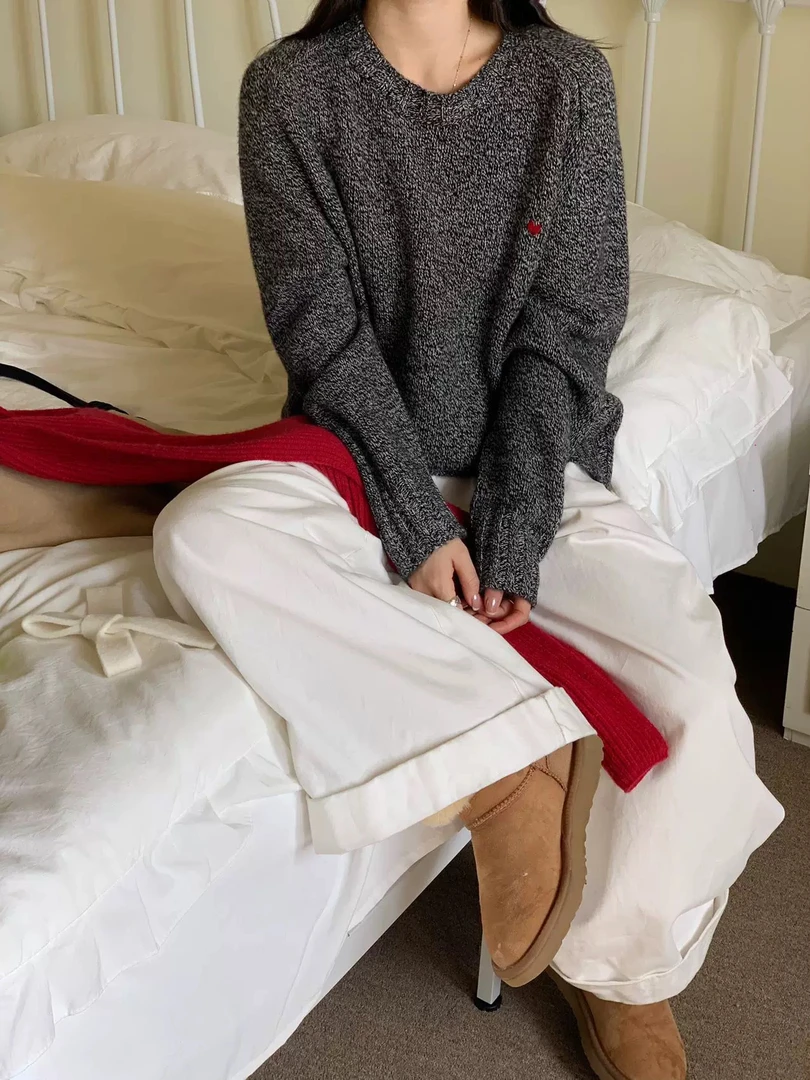 毛衣女秋冬新款加厚慵懒风百搭针织衫圆领最新款女装8168打底衫