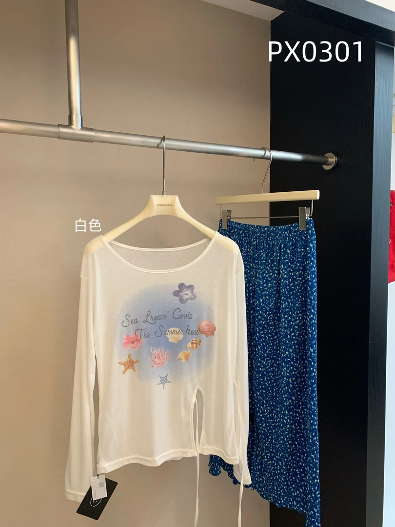 EVE（0301#）【清甜夏花】系带清透斜肩露肩两穿长袖防晒罩衫