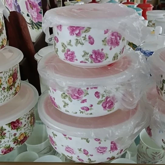 新疆西藏包邮花之恋骨质瓷三件套保鲜碗