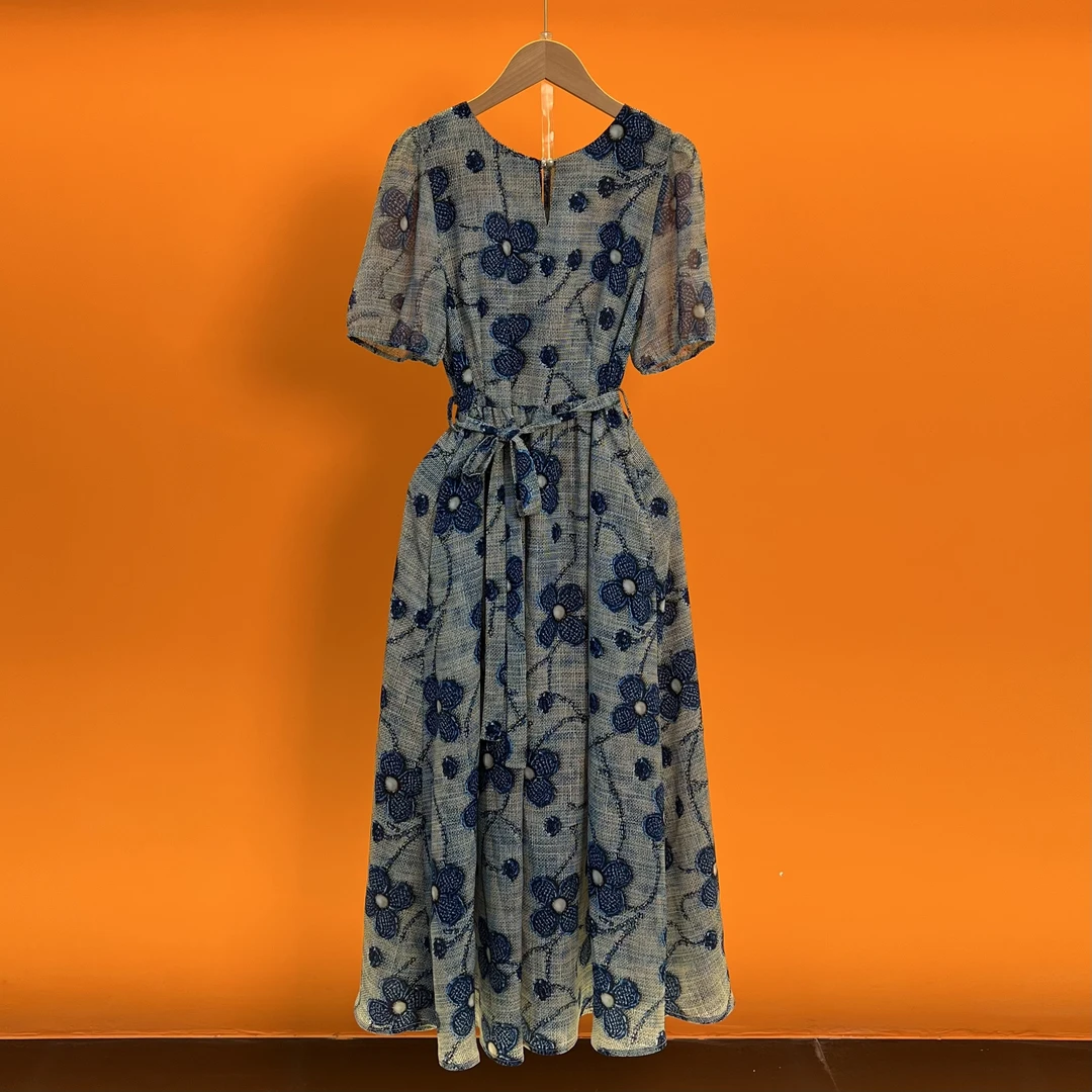 【富贵专属】2025夏季新款法式优雅设计师款收腰显瘦连衣裙-5501-7