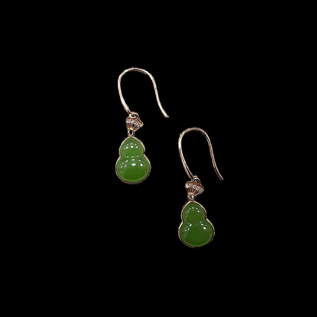 V6246 碧玉18K耳坠（孤品）.