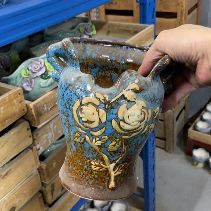 陶瓷花盆单场满9.9发13*18.5