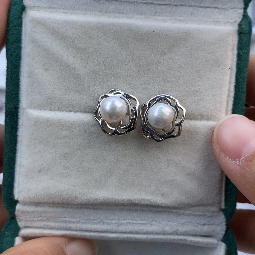 耳饰淡水珍珠银S925镶嵌