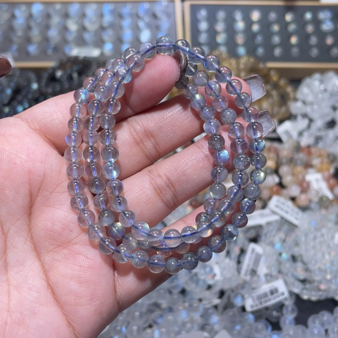 长石未镶嵌手链灰月光手链多圈5mm+捡漏价