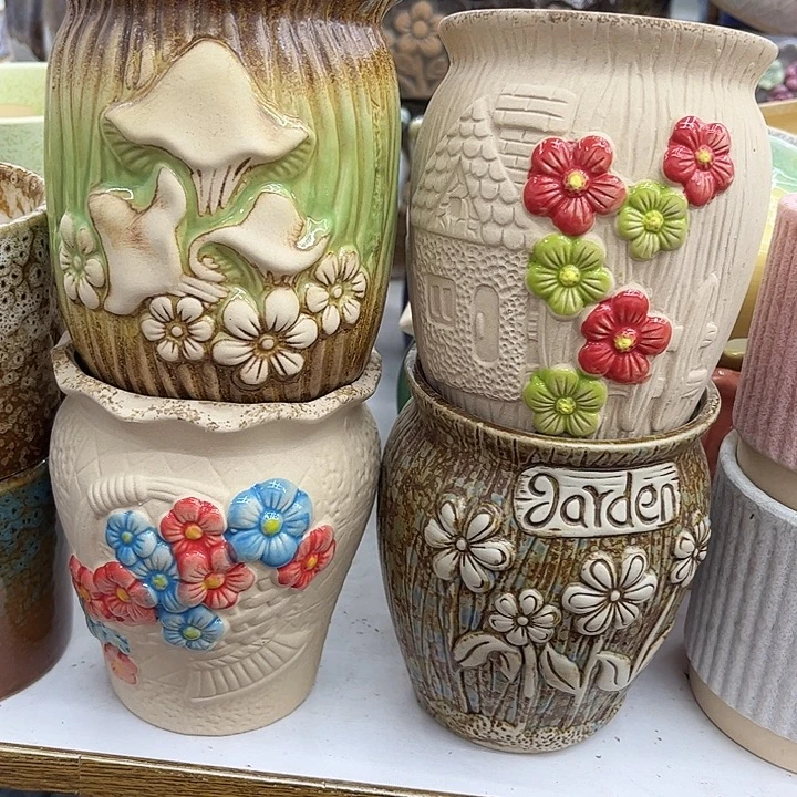 多肉绿植陶瓷花盆9.9包邮，有孔