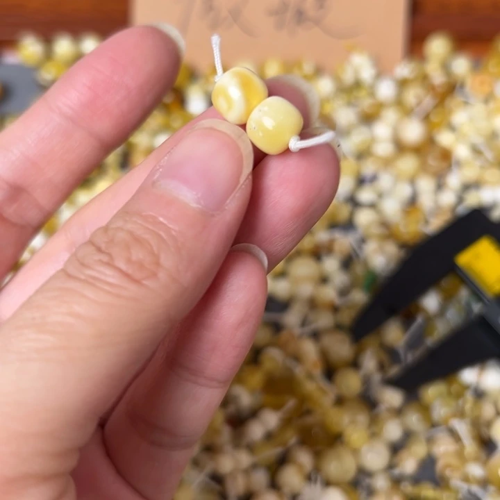 蜜蜡未镶嵌裸石8.2mm一对