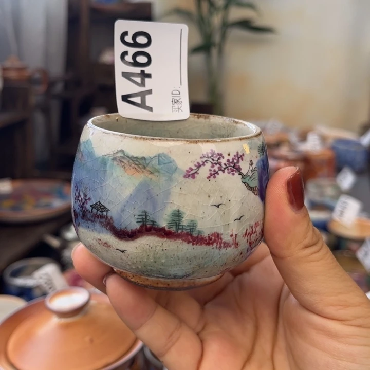 时***谁全手工柴烧志野手绘466