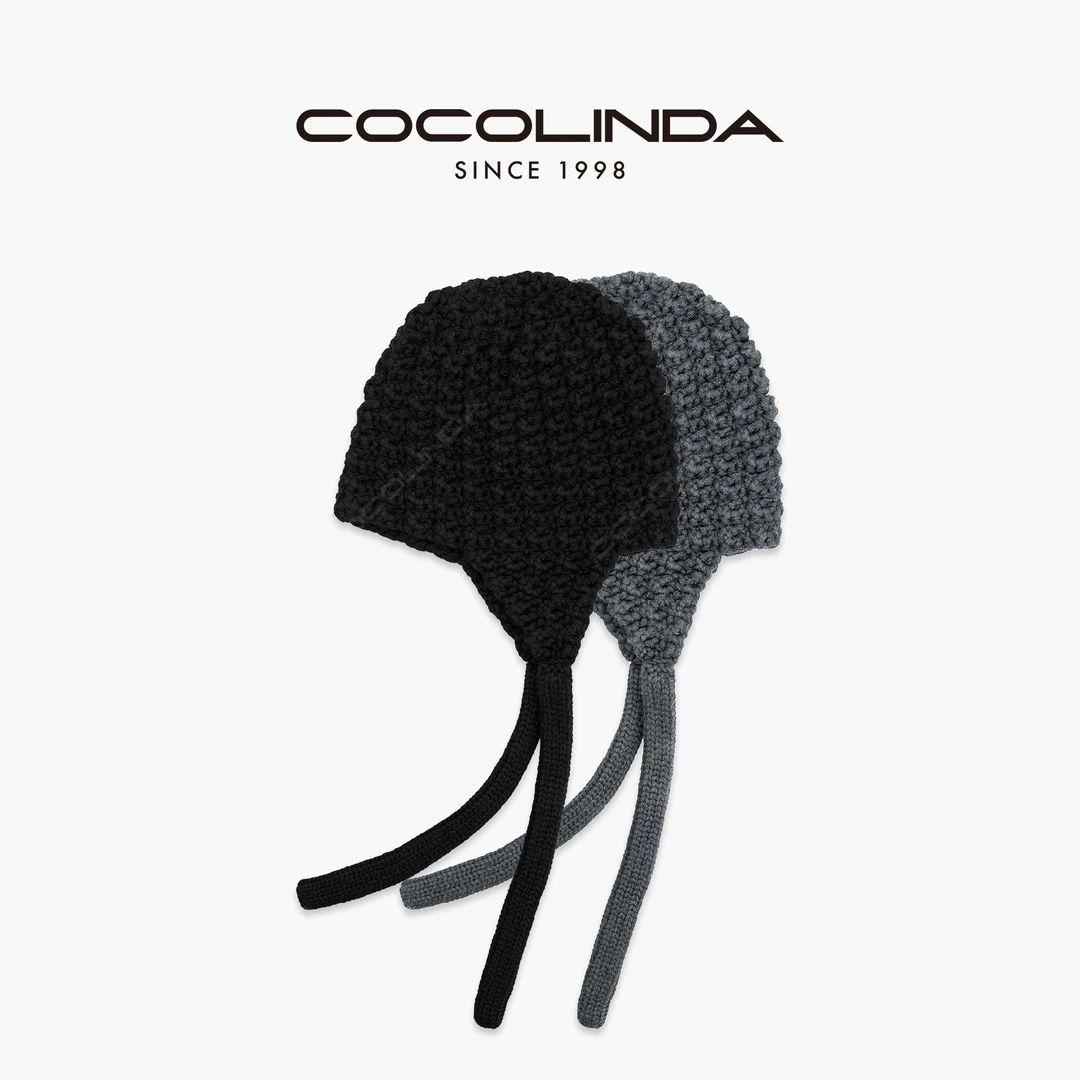 COCOLINDA |“法式搭配” 100%【羊毛】手工勾花 飘绳护耳拉法帽A5696