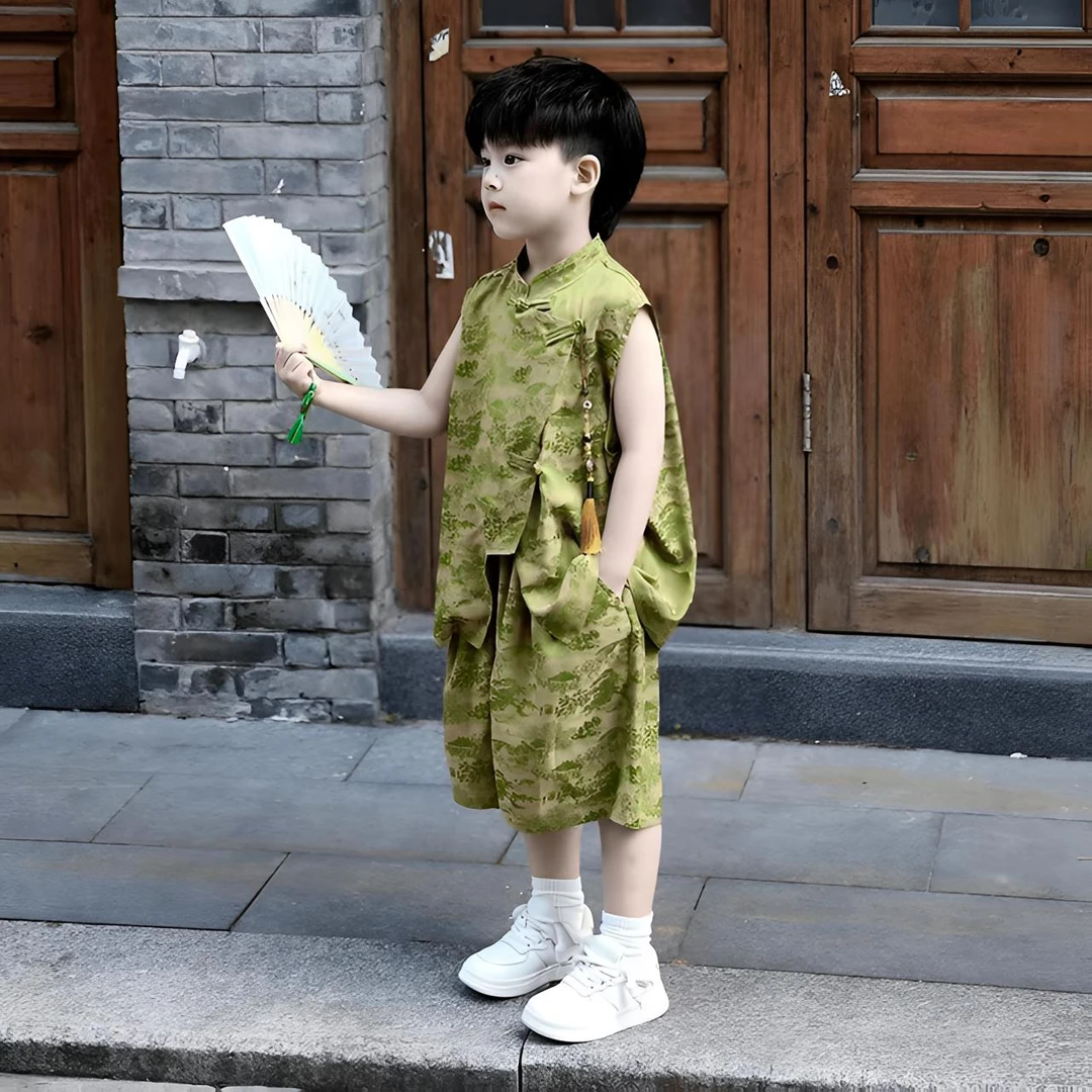 2025新款儿童装男童夏季汉服套装古风夏装短袖唐装男孩中国风潮装