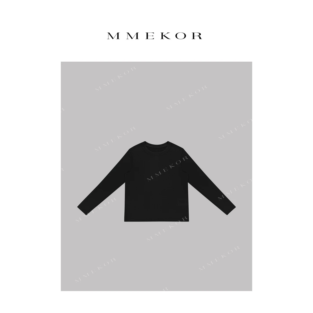 MMEKOR“好穿皮肤t”T恤 2025新款静奢老钱风舒适百搭长袖 89572