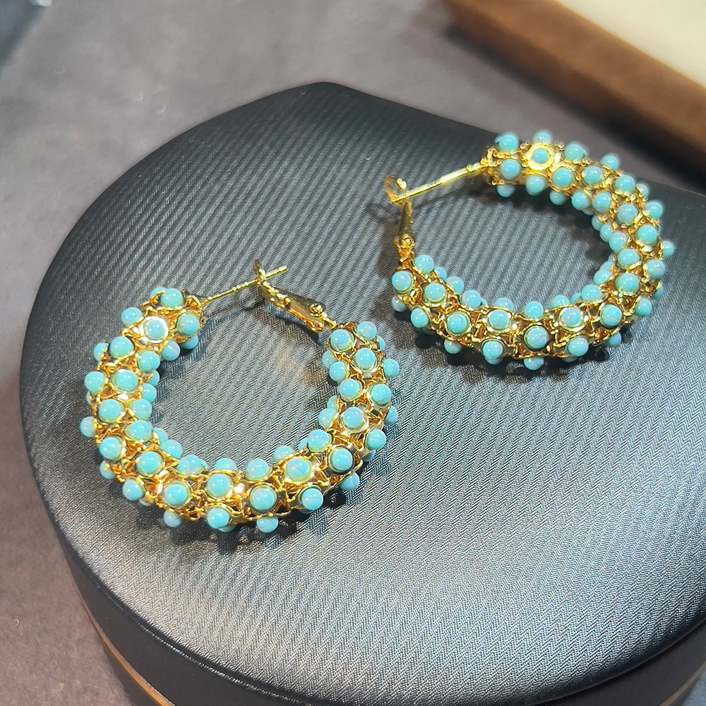 铜合金耳饰 法式手工简约耳圈 vintage复古小众设计感时尚高级