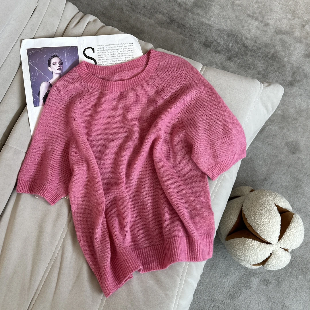 【米可家】驼羊绒金丝线超暖糯高品羊毛短袖9770