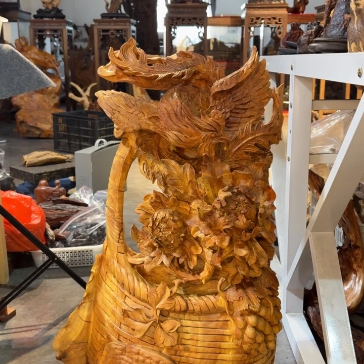 柏木崖柏雕刻喜鹊