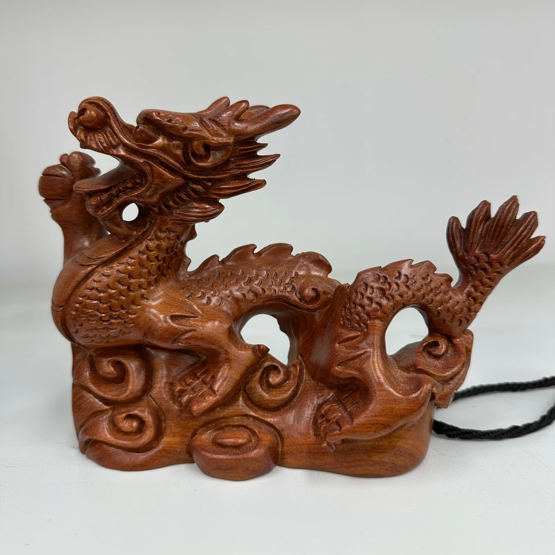 十三【花梨木雕龙】长20宽7高14cm（孤品摆件 介意微瑕勿拍）