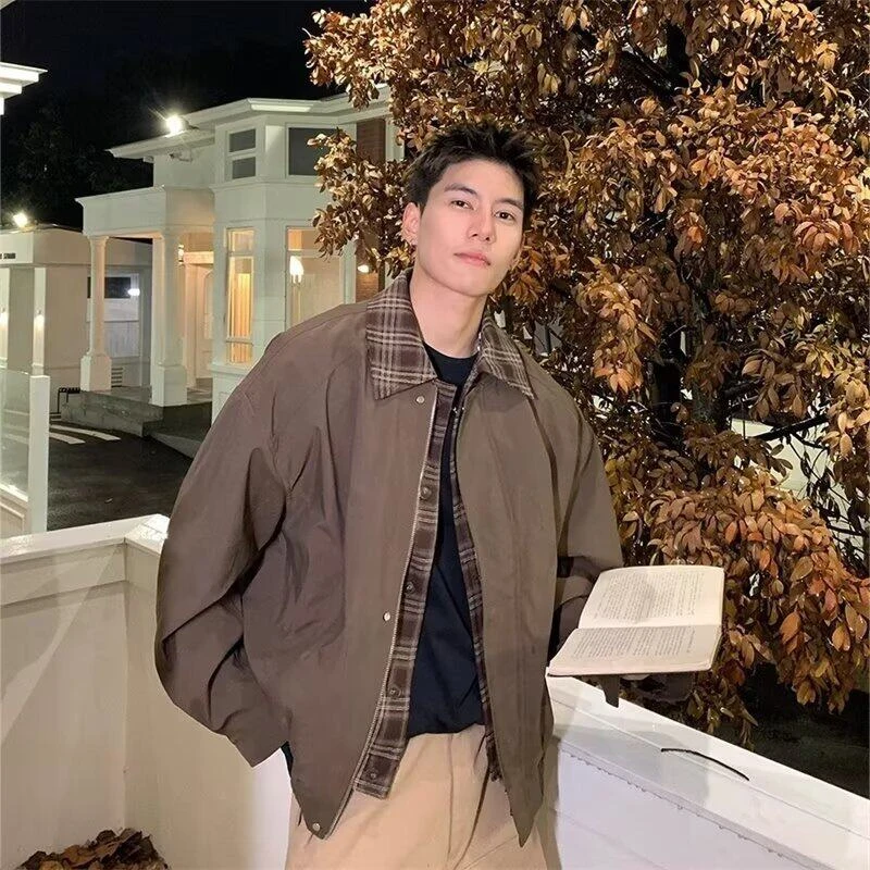 棕色美拉德短款复古外套男vintage美式底特律工装飞行员夹克春秋