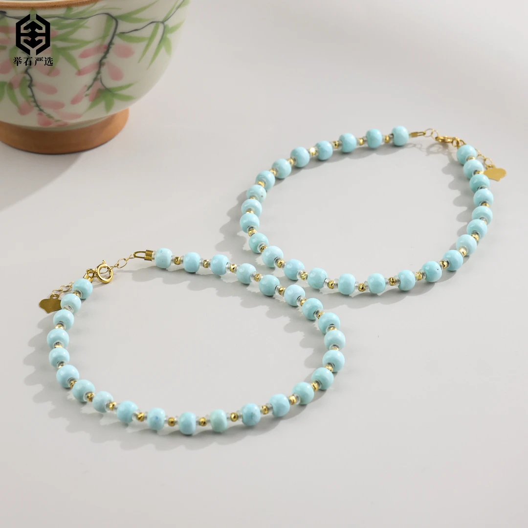 【举石严选】H1222-3793-53绿松石手链18K（一件/多样性发/约4mm）M