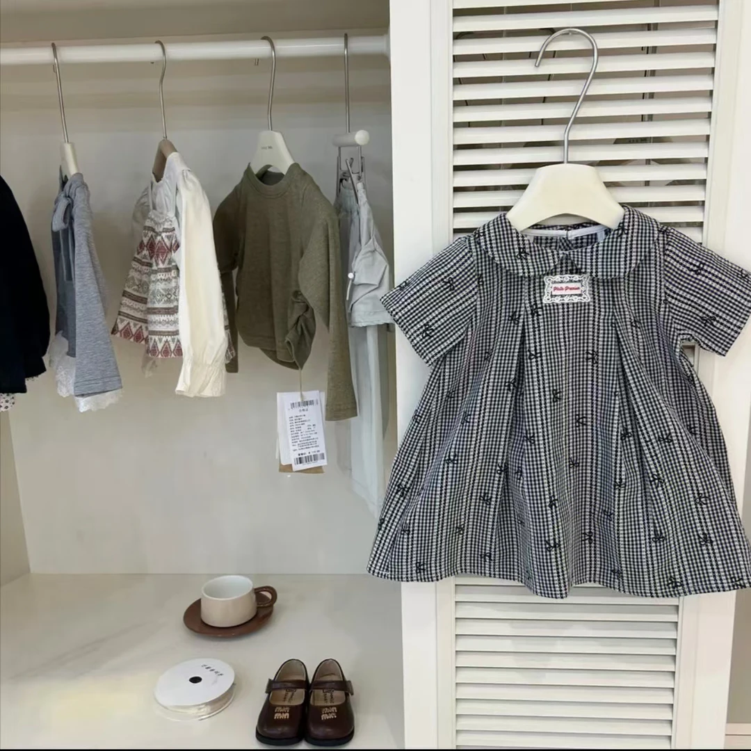 【黑妞妞】2025女童夏季休闲连衣裙公主格子裙宝宝洋气儿童裙WZ6133