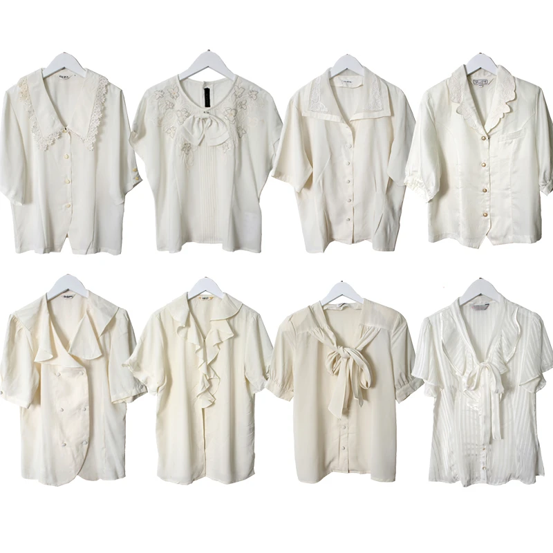 31-35日制古着复古纯色开衫女衬衫孤品尖货港风文艺刺绣上衣4