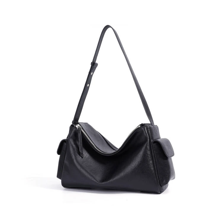 2025新款根植鞣防盗斜挎包定型女包黑色单肩潮流