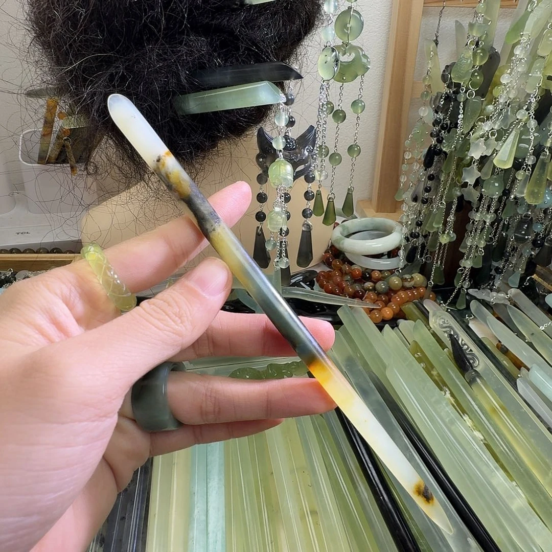 蛇纹石玉合金发饰