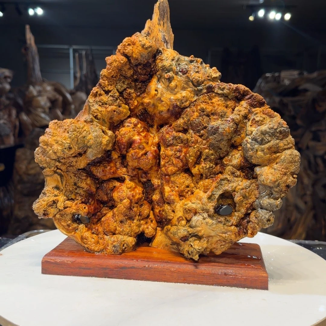 视***媒木王一刀琥珀木摆件147