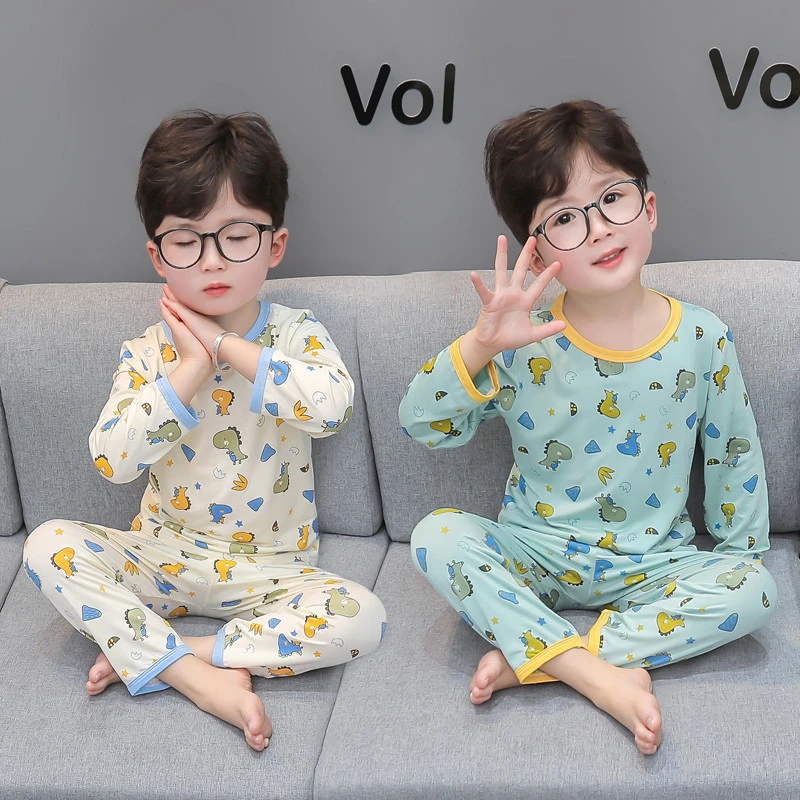 男童睡衣春秋可爱小男孩莫代尔空调服宝宝夏季套装儿童长袖家居服