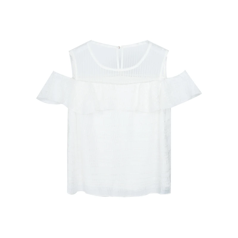 【她翼】春季衬衫圆领衬衣白色针织舒适休闲CF1212322194