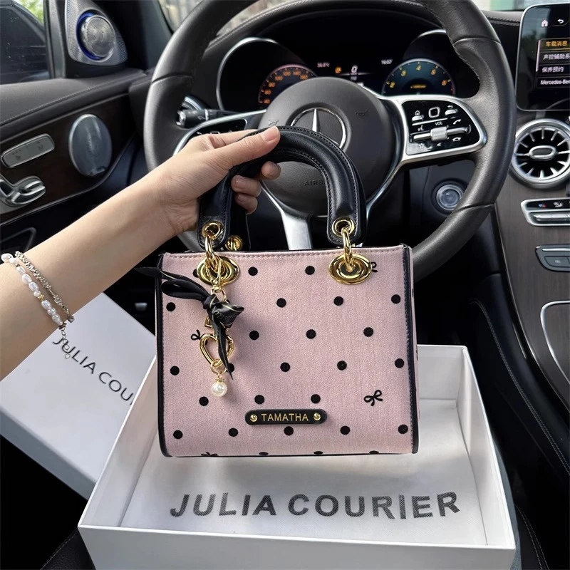 Julia Courier女包高级感波点戴妃包包女2025新款单肩斜挎小方包