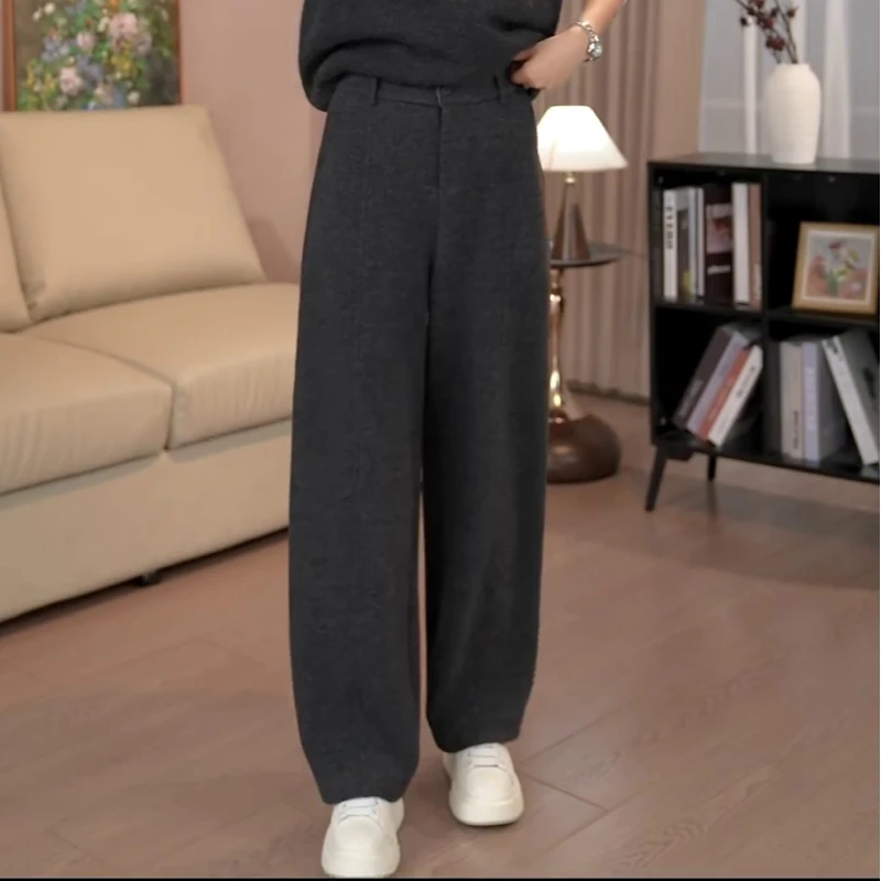 秋冬新款香蕉裤宽松简约气质高腰窄版直筒裤气质柔软休闲阔腿裤女