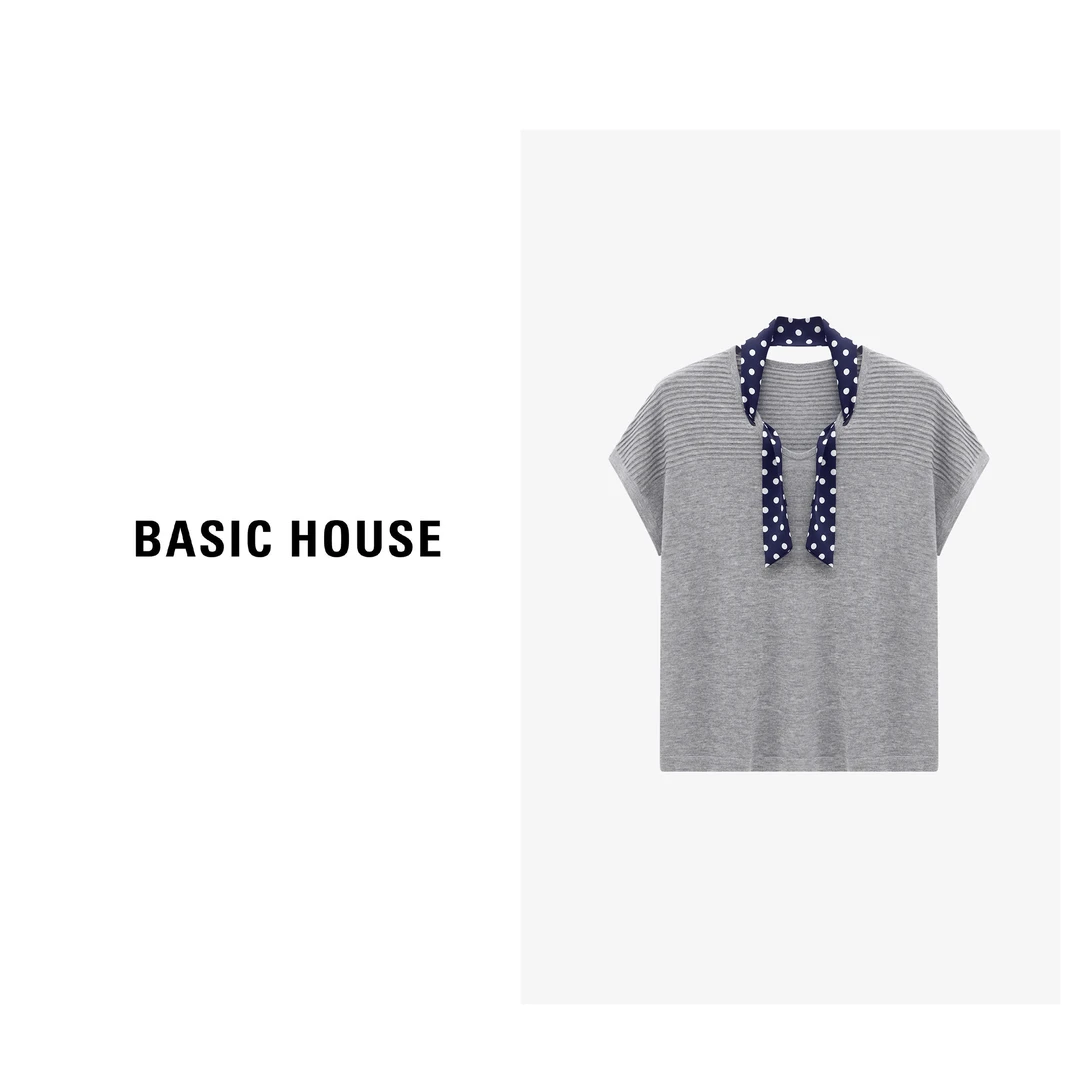 Basic House/百家好夏季休闲百搭时尚气质针织衫T 恤-B0625B5EET2
