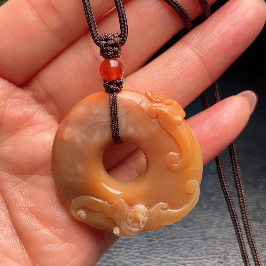 田黄石伏**卦昌化石手把件摆件闲章挂件