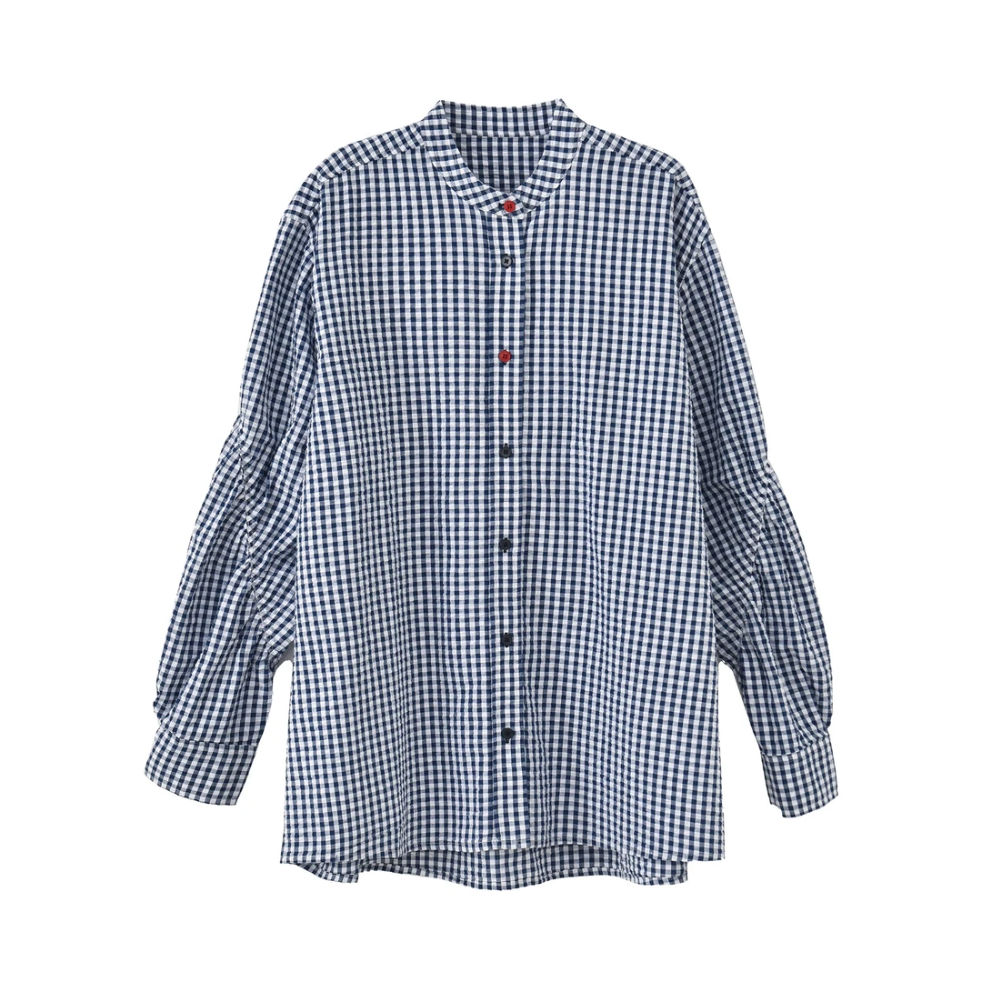 【蓝莓气泡水】超爱的一件调性肌理感格子衬衣