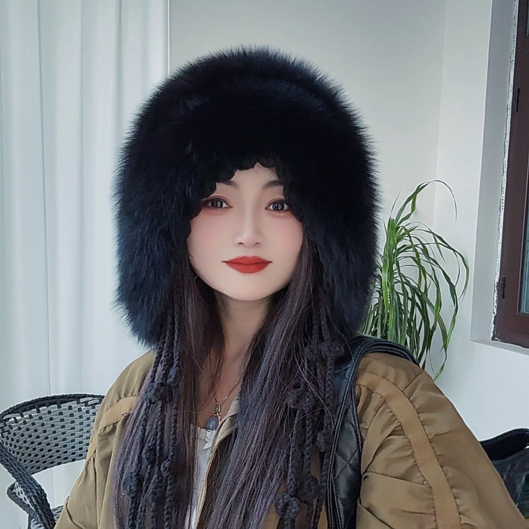 【民族风狐狸帽子】顾娇原创设计狐狸毛流苏帽冬季民族风帽子保暖