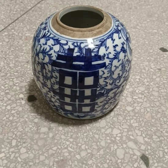 陶摆件双双双喜临门罐罐摆件青花陶瓷