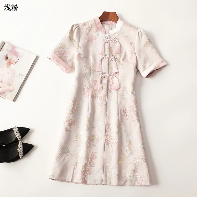 411154春长款短袖翻领连衣裙