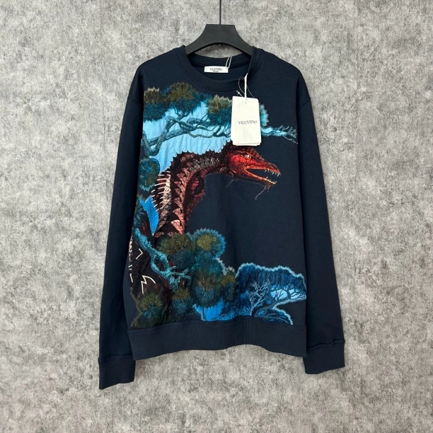 未使用 Valentino/华伦天奴 蓝色圆领卫衣