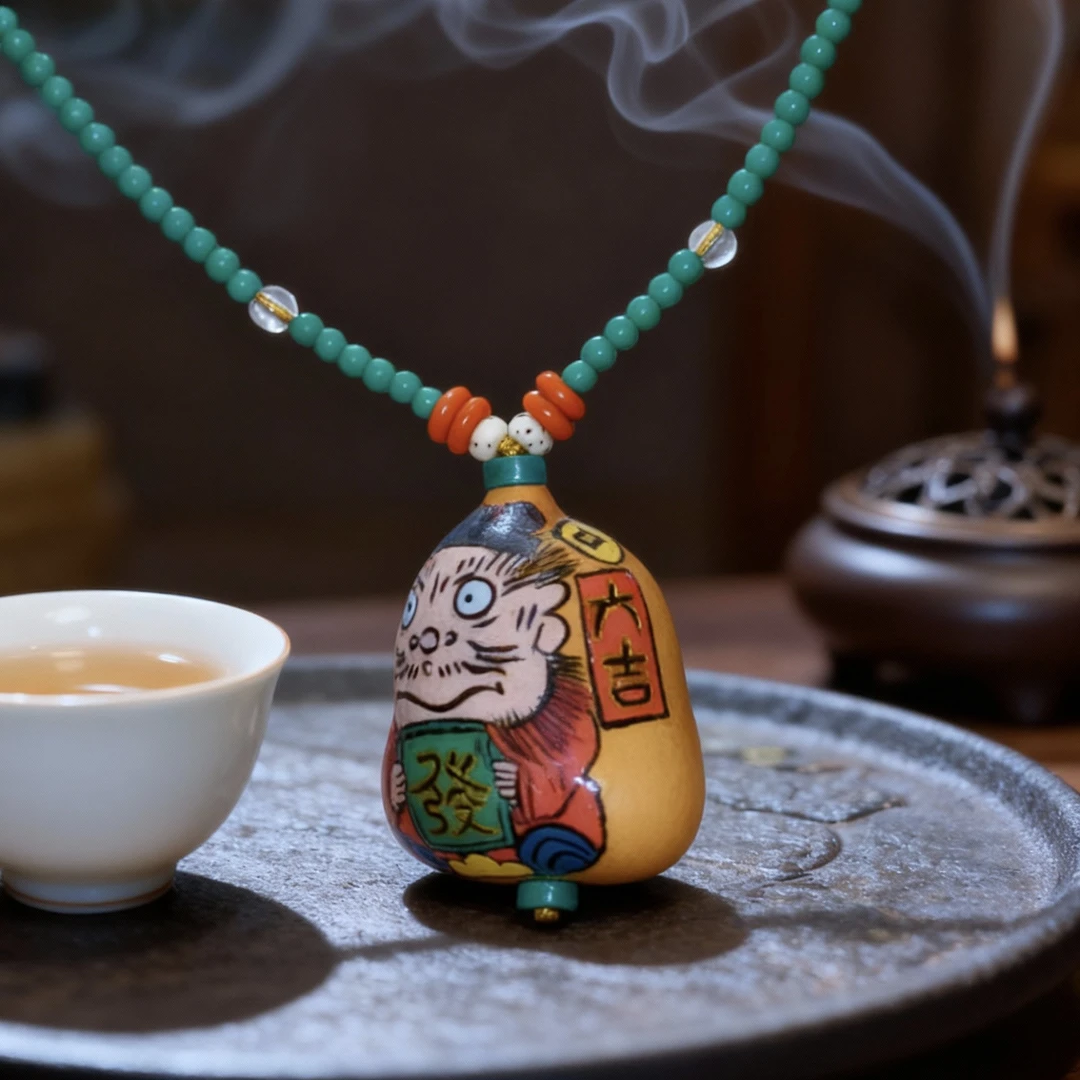 天然布袋葫芦手工刻画