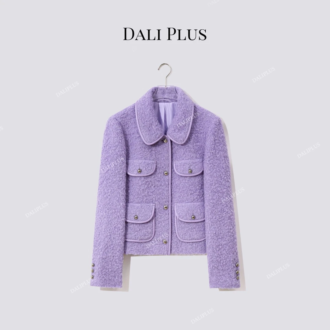 DALI PLUS“苏力羊驼马海毛”多口袋短款小香毛呢外套-D5CH4672-1