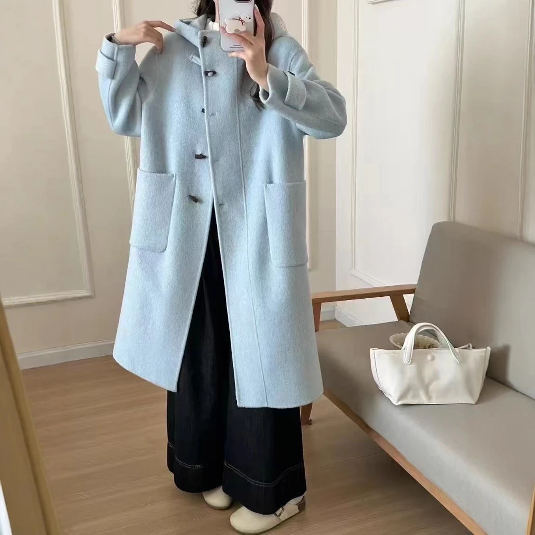网红爆款2025新款秋冬气质双面羊毛大衣韩版宽松休闲时尚毛呢外套