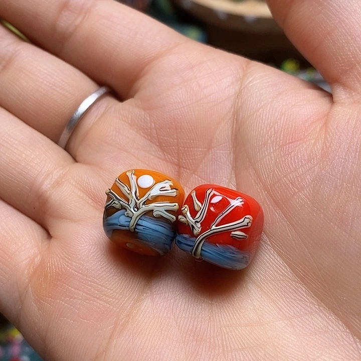 琉璃颈饰珠子2颗004