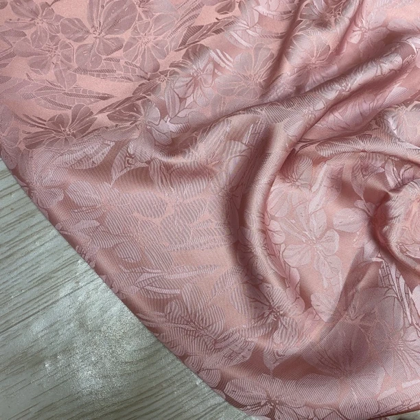 人丝浮光锦胭脂粉海棠花绸缎旗袍连衣裙家居服吊带服装手工布料